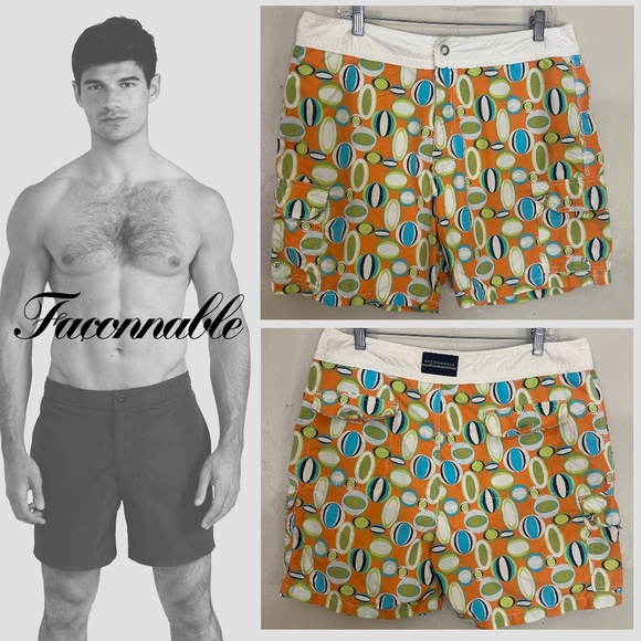 Faconnable Swim Trunks Large Gently worn 100% nylon 36" waist 6.5" inseam - Picture 1 of 4